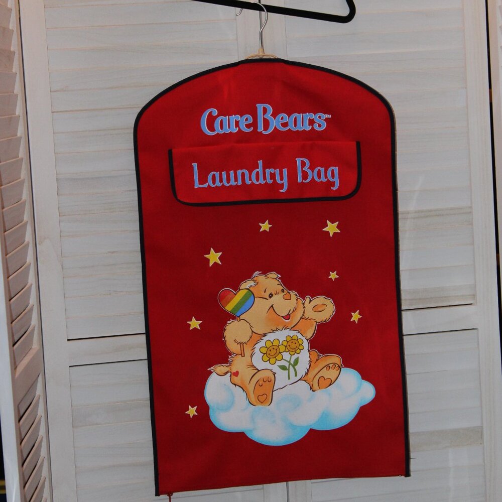 Vintage Care Bears Red Hanging Laundry Bag 1984 American Greetings Hong Kong - Picture 3 of 7